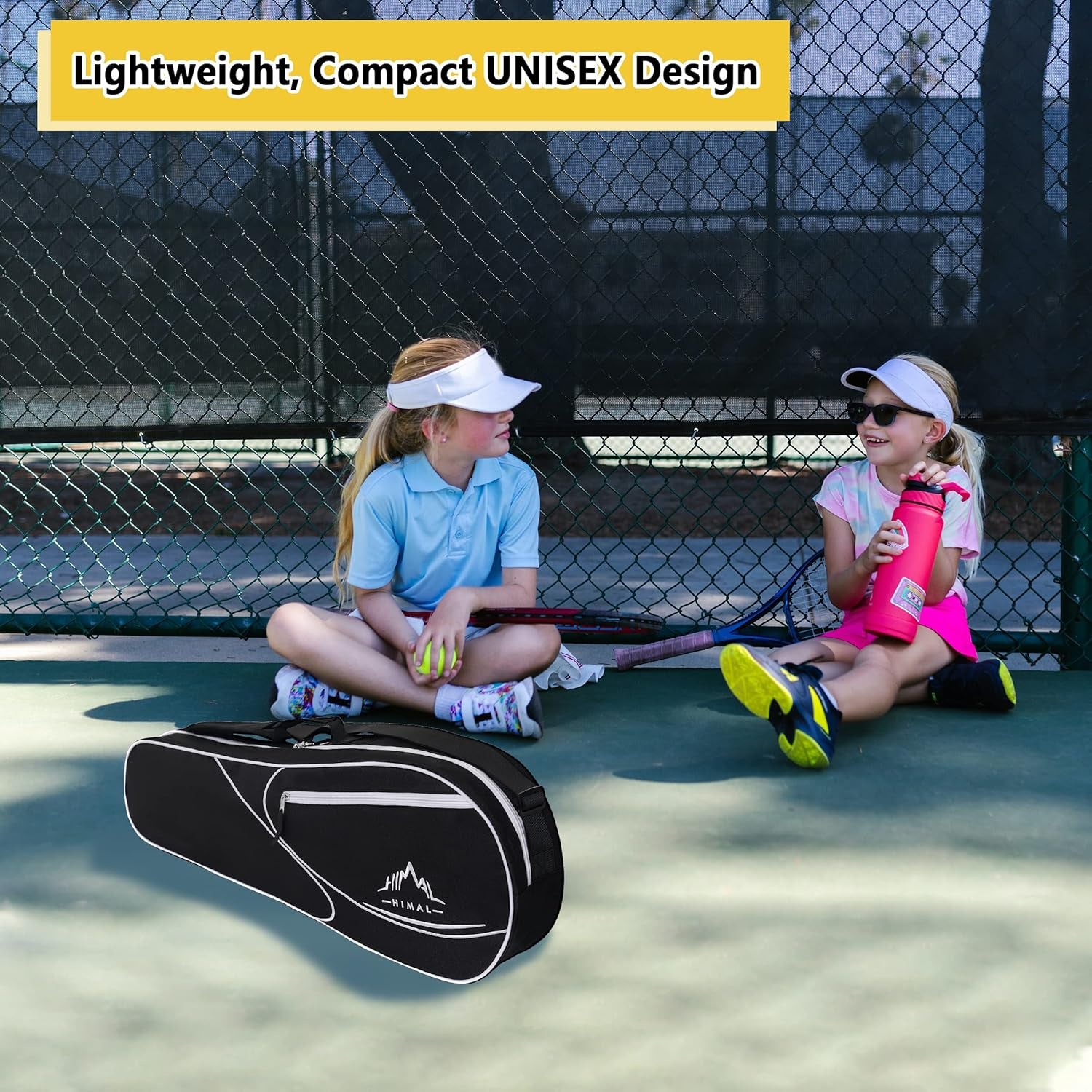 Himal 3 Racquet Tennis-Bag Premium Tennis-Racket-Bag with Protective Pad, Professional or Beginner Tennis Players, Lightweight Tennis Bag for All Ages,Black