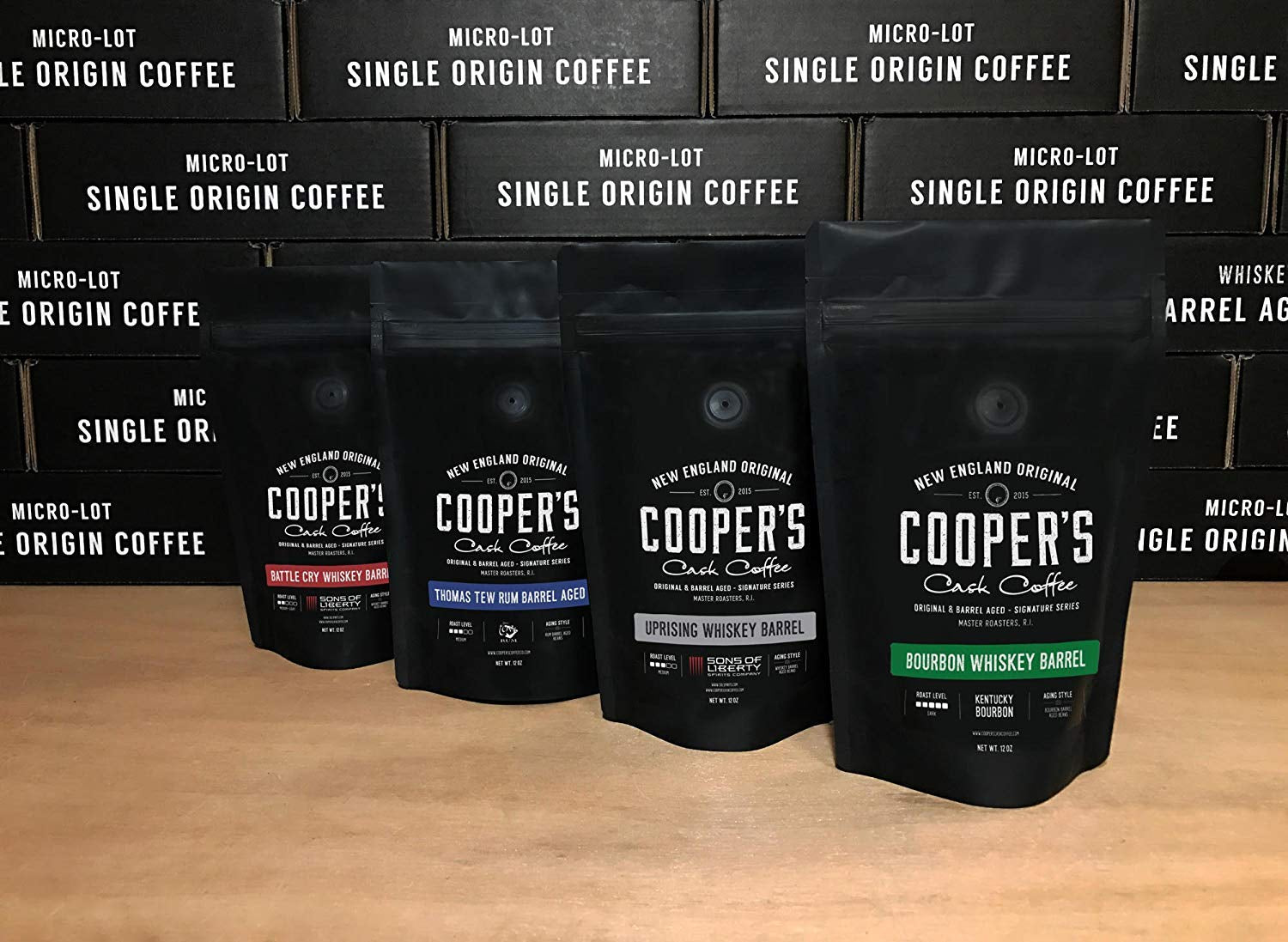 Rye Whiskey Barrel Aged Coffee, Single Origin Ethiopian Coffee Raw Beans Aged in Rye Whiskey Casks, Freshly Roasted 12 Oz Bags, Ground